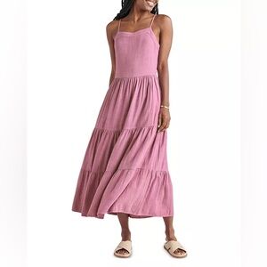 NWOT Splendid Collection Myla Tiered Linen Blend Dress In Deep Orchid Size S